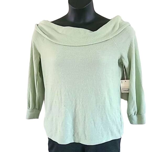 A.N.A Women's Off Shoulder Sweater Top Light Green Medium NWT - Picture 2 of 5